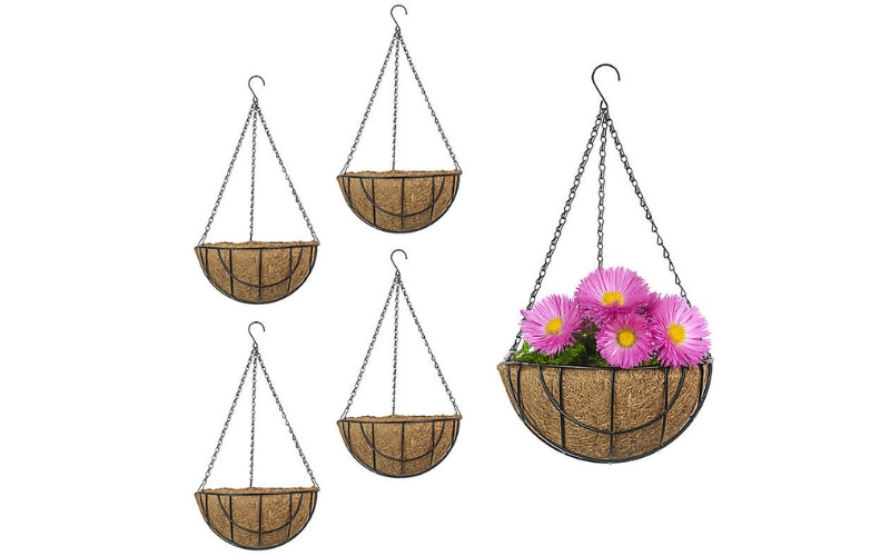 Hanging Baskets with Coco Liner on white background