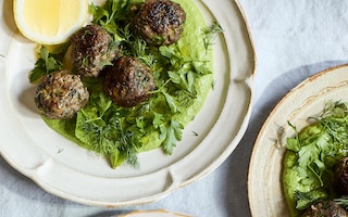 Herby meatballs with Green Tahini