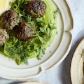 Herby meatballs with Green Tahini