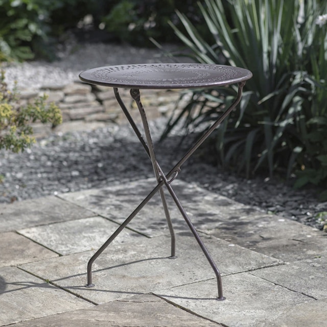 Compact metal bistro table