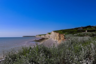 White chalk cliffs of Seven Sisters, a chain of famous cliffs in East Sussex