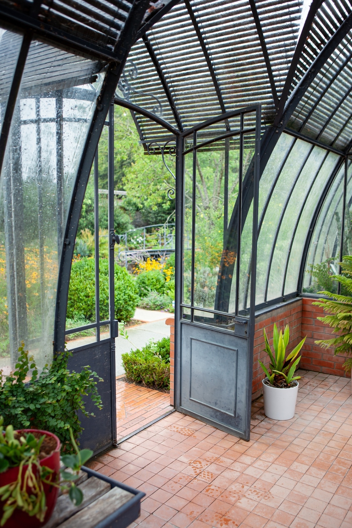 Interior of a vintage greenhouse