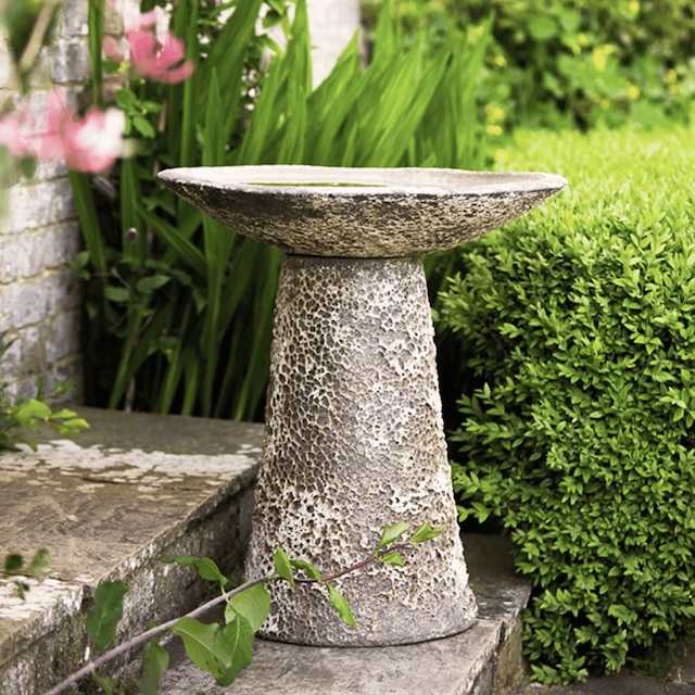 Ancient stone salt glaze bird bath