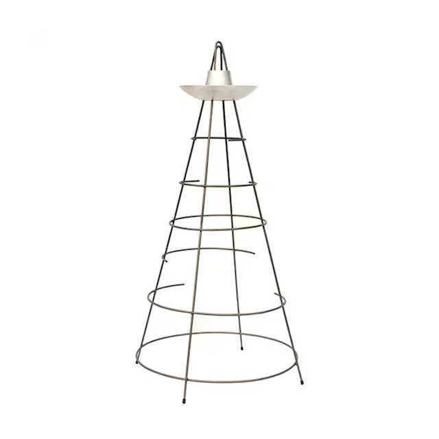 Sweet pea obelisk with bird bowl