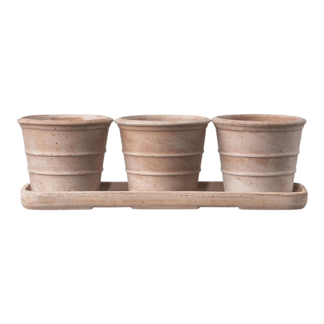 Italian terracotta pots with tray