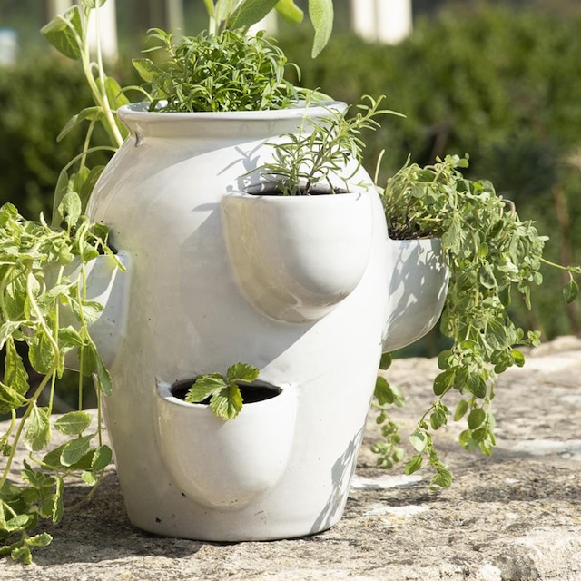 Glazed tiered planter