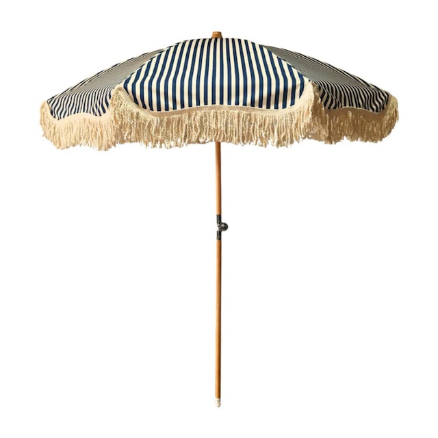 Midnight blue ecru large taselled parasol