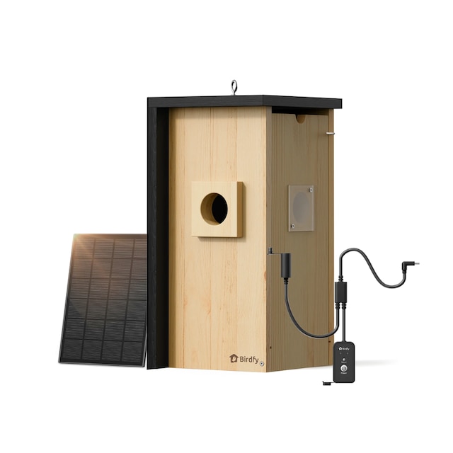Wooden smart birdhouse with camera