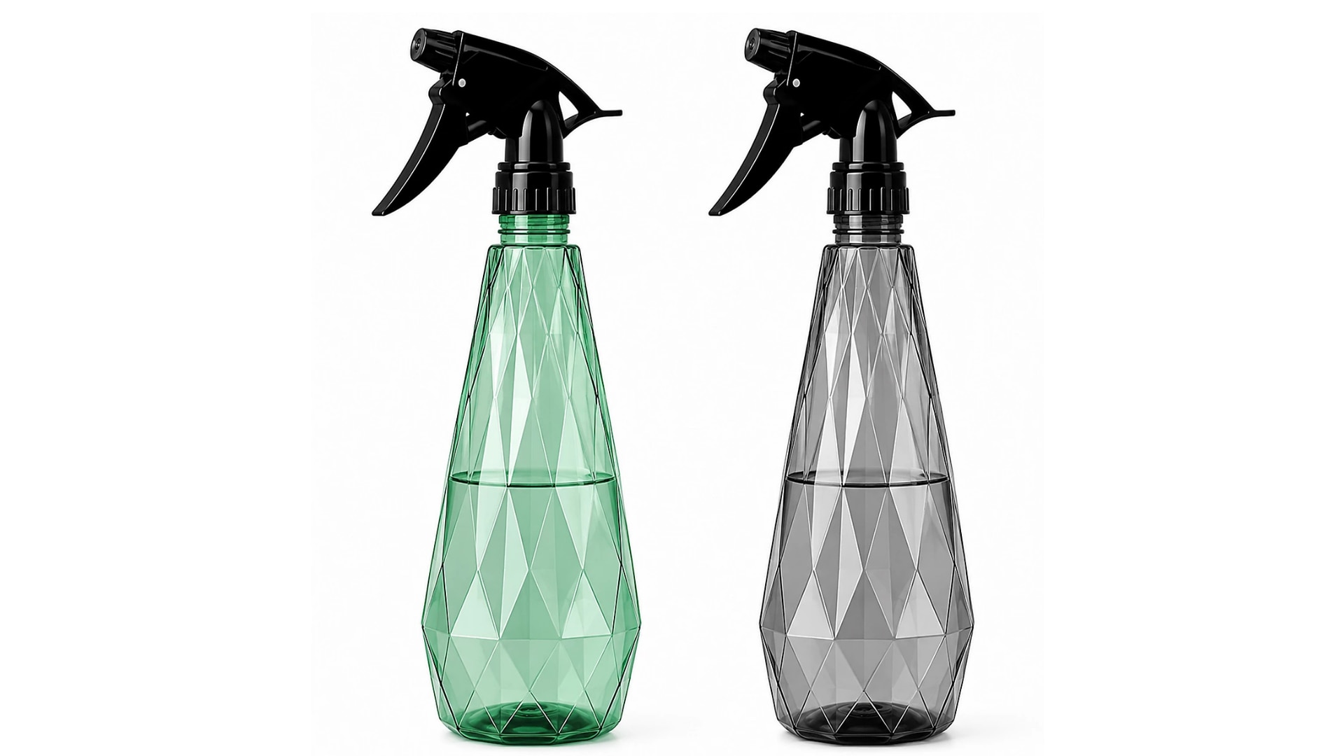 clear coloured KEPLIN Water Spray Bottles x2 on a white background